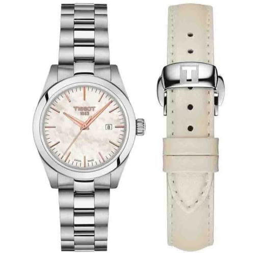 Tissot T-My Lady Quartz Watch with Leather Strap, Officially Imported, T1320101111100, Women's, White Mother-of-Pearl Dial