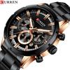 CURREN Sports Watch Unique Design Stainless Steel Automatic Date Chronograph Men's Fashion Casual Quartz Watches