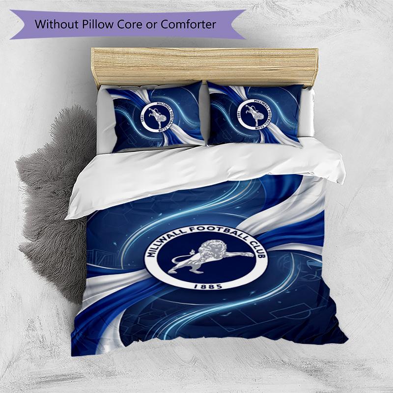 Millwall Football Printed 3 Pieces Bedding Set, Comfortable Skin Friendly Bedroom Duvet Cover Set