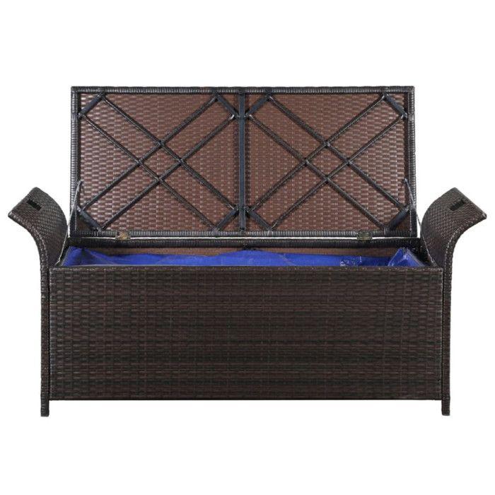 VidaXL Banc de jardin avec coussin 138 cm Résine tressée Marron