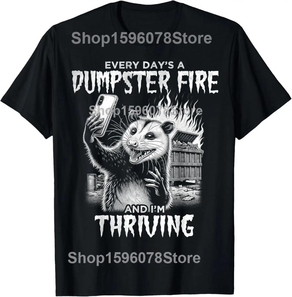 Zuerst einmal bin ich ein entzückendes wütendes Opossum Possum Wildtier T-Shirts Herren Streetwear T-Shirt Kurzarm Unisex Lockere Kleidung