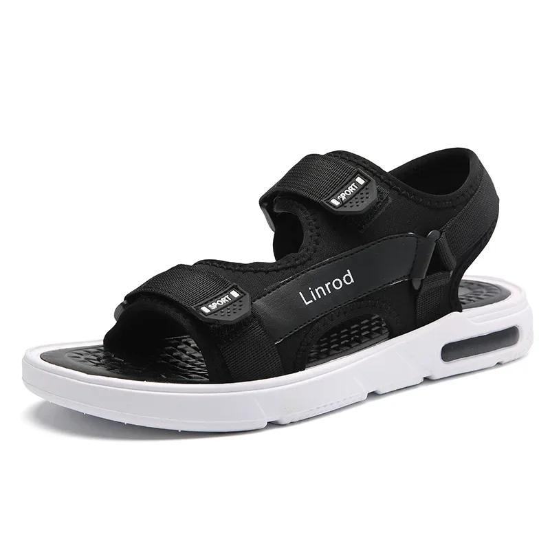 Whoholl Brand Men's Slippers Summer New Sandals Men Canvas Sandals Adult Thick-soled Beach Shoes Non-slip Open-toe Sandals 39-46