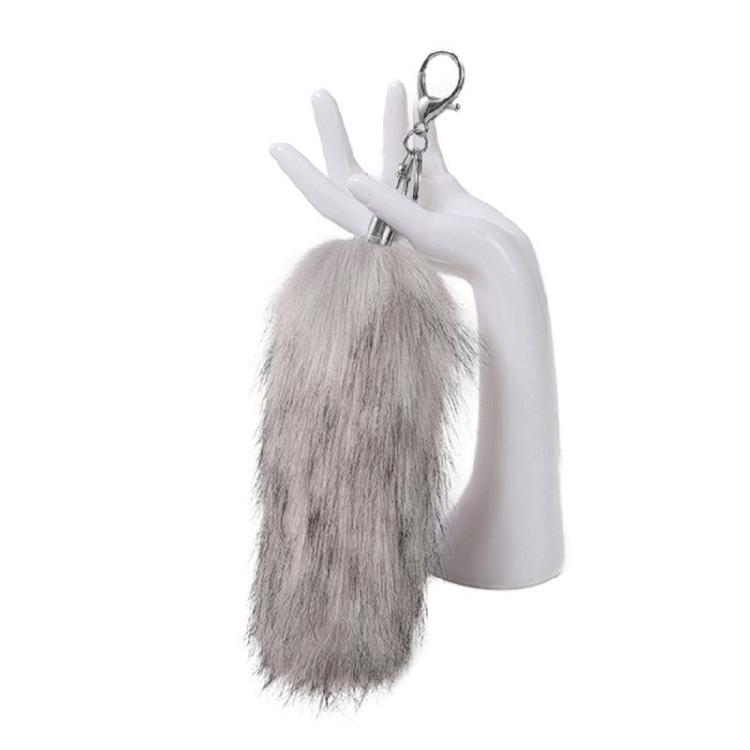 

Chic Keychain Pendant Personalized Foxes Tail Keyrings Bag Decoration for Women сірий колір