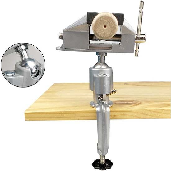 Tischschraubstock Werkstattschraubstock Holzbearbeitungsschraubstock mit Amboss 360° drehbarer Schraubstock für Werkbank Tischklemme Schraubstockzange, Schneiden von Rohren, Bohren, Metallbearbeitung