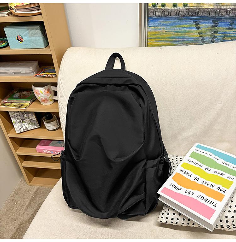 School bag versatile simple solid color college student school bag Korean version ins large capacity casual backpack light travel shoulder bag