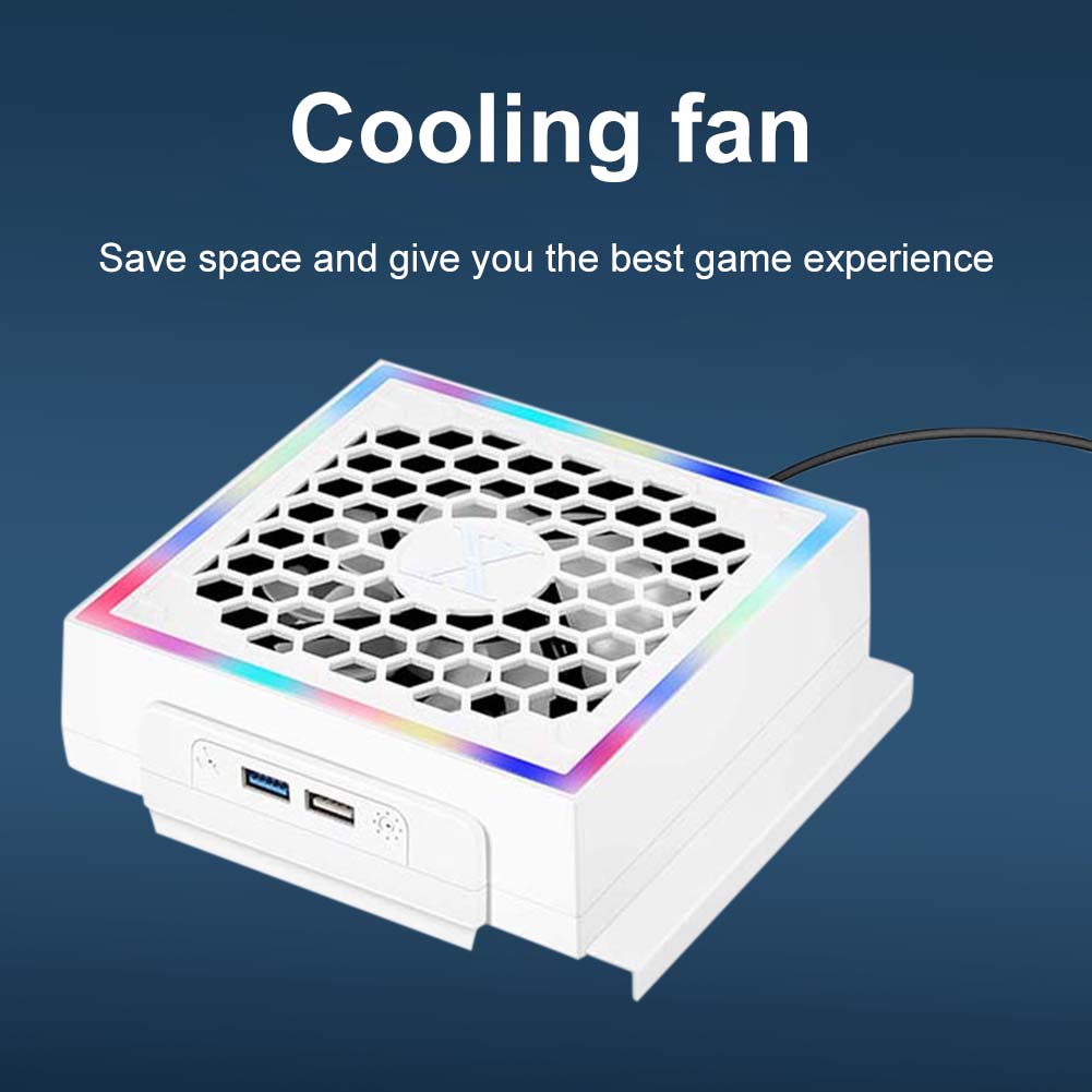 

LED Cooling Fan 3 Gears Adjustable 5V 2.4A Cooling Fan Atmosphere Light 7 Lighting Modes Gaming Accessories for Xbox Series S