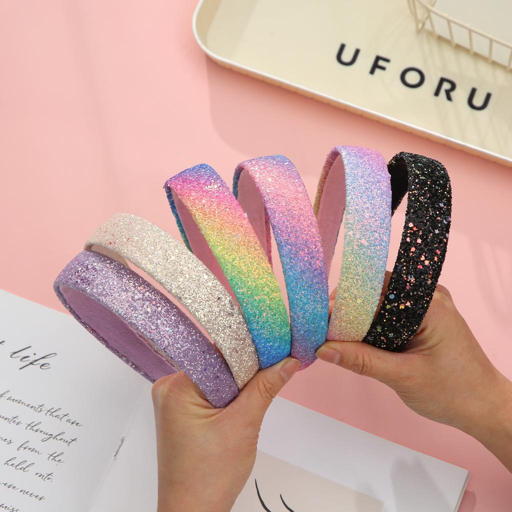 Glitzernde Stirnbänder für Kinder, Haarschmuck für kleine Mädchen, Süßes Stirnband für Kinder, Dickes Glitzer-Kinderhaarband