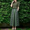 ZANZEA Women Short Sleeve Blouse and Print Long Skirts Two Piece Suit Sets