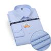 Stretch Men Dress Shirts Long Sleeve Regular Fit Office Plaid Striped
