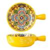 Multipurpose Bohemians Handled Bowl Salad Bowl Ceramic Texture Oven Microwave Safe Dishwasher Cleanable Healthy Cooking