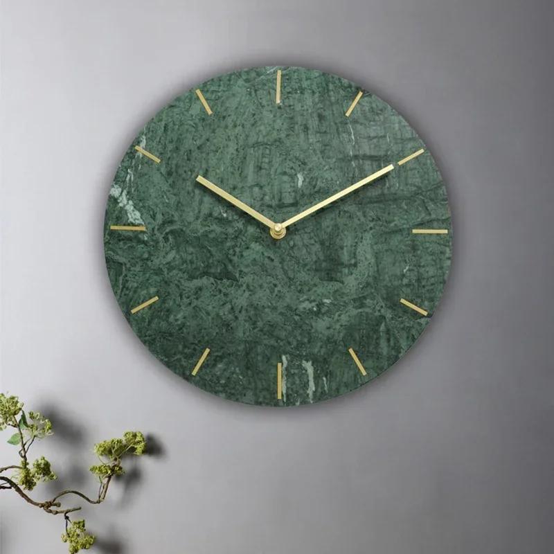 Nordic Large Wall Clock Modern Design Natural Marble Clocks Home Decor for Living Room Luxury Silent Watches Bedroom DecorM5Q1K1