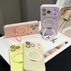 Applicable to iPhone17PROMAX silicone rotating magnetic bracket mobile phone case Apple 16 corrugated stripe large window