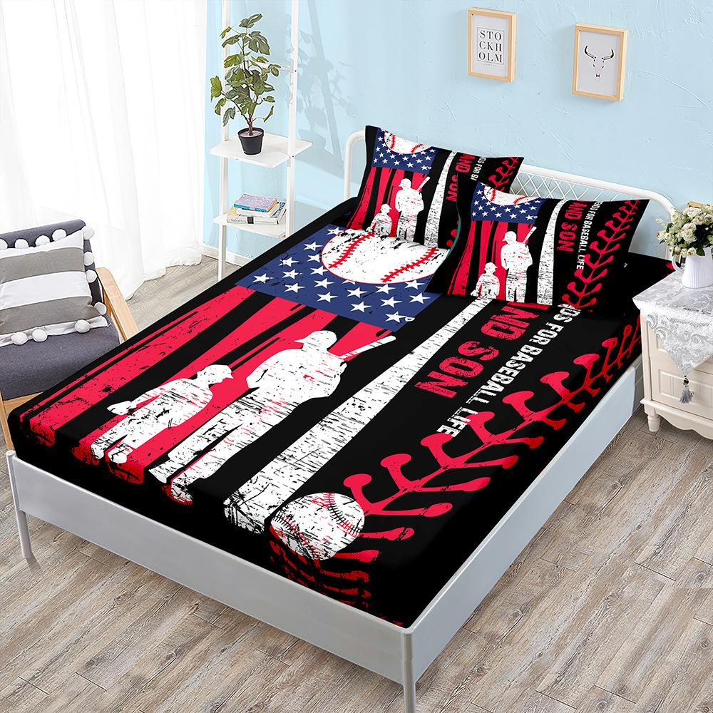 Three-Piece Mattress, Bed Cover, Baseball Sports Mattress, Protective Cover.