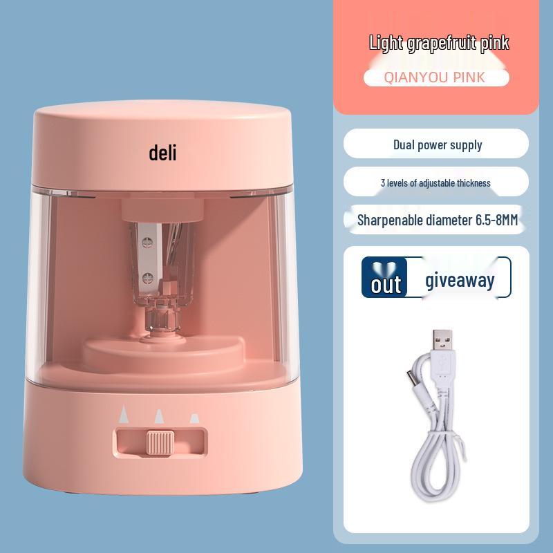 

Автоматична електрична точилка для олівців Deli, подвійне живлення від USB/батарейок для учнів початкової школи