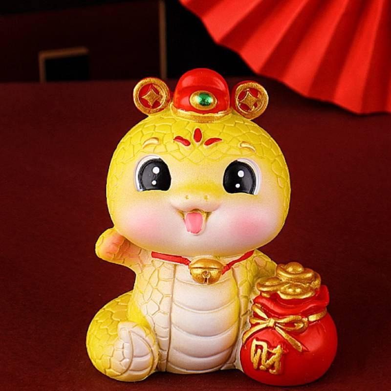 Year The Of Snake Mascot Toy Resin Cake Decoration Doll Room Gifts Decorate