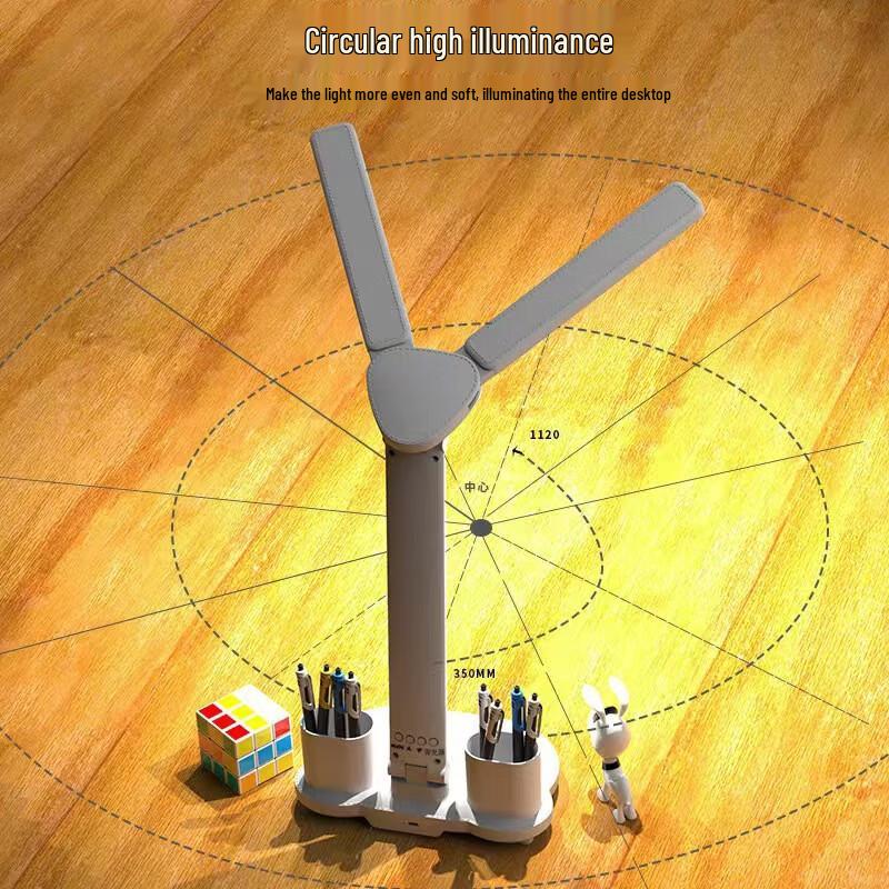 Oeny Eye-Protection Desk Lamp with Clock & Pen Holder