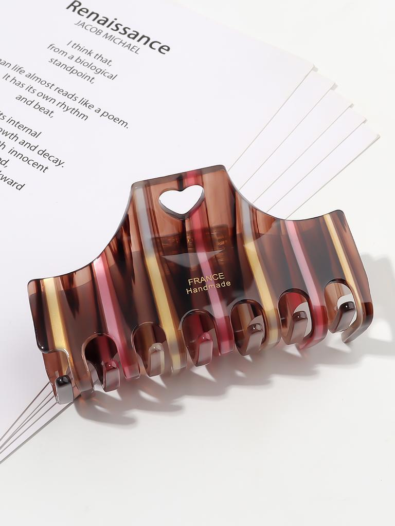Niche High-end Love Stripe Acetate Grab Clip Female Retro Temperament Back of the Head Coiled Hair Shark Clip Half Tie Hairpin