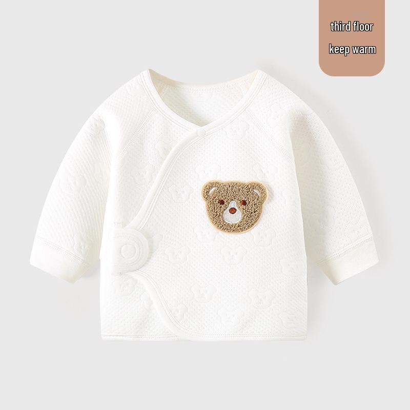 Tagless Pure Cotton Newborn Half-Back Clothes, Monk Style Top for Boys & Girls, Autumn/Winter Pajamas