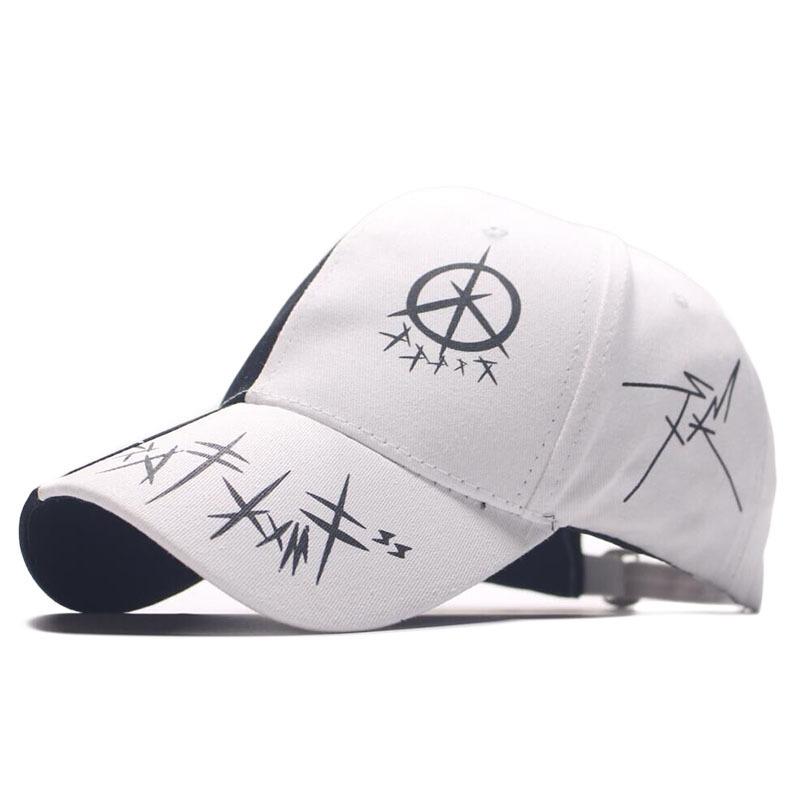Hut Damen Koreanische Version Vielseitig Graffiti Schwarz-Weiß-Spleißkappe Sommer-Baseballkappe Herren Fünfzack-Sonnenkappe
