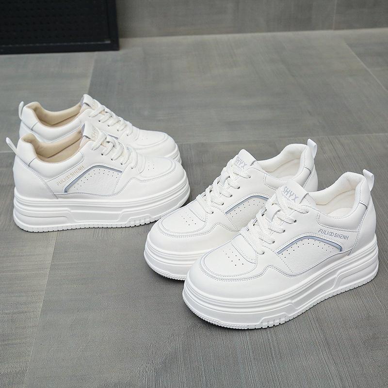Popular Little White Shoes 2025 Spring and Autumn New Shoes Fashionable Versatile Thick Baseplate Shoes Casual Shoes Muffin Sports Shoes Women