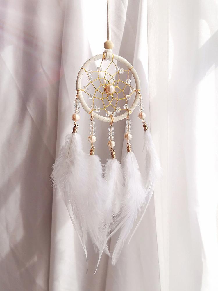 Creative Hand-woven Car Pendant Dream Catcher Feather Wind Chime Valentine's Day Gift Bedroom Hanging Ornaments Home Decoration