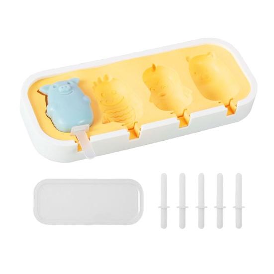 Popsicle Mold with Lid, Silicone Ice Cream Molds with 6 Sticks, 4 Cavities DIY Handmade Popsicle Mold for Making Cakesicles, Cake Pops, Ice Cream