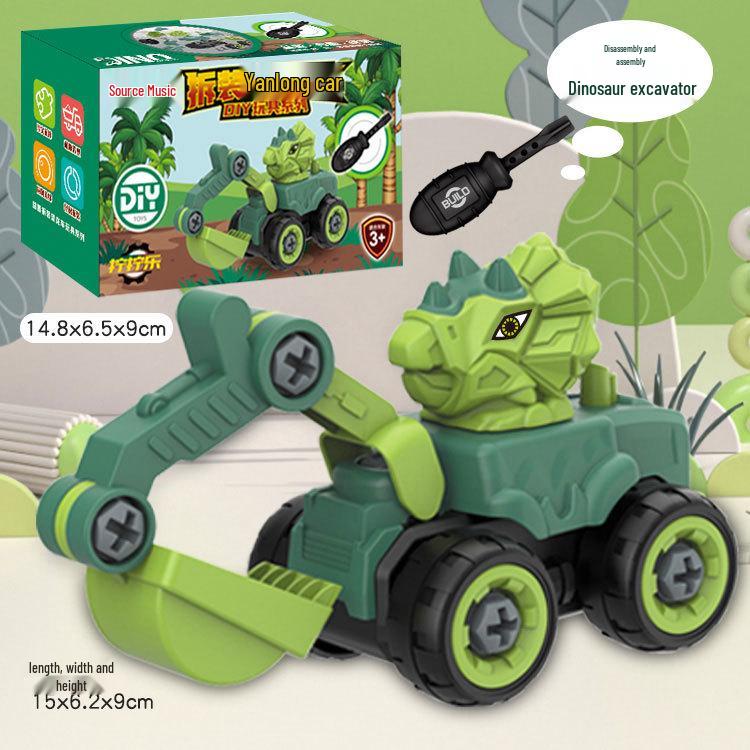 Children's DIY Engineering Mixer Toy: Detachable Excavator & Nut Assembly Set