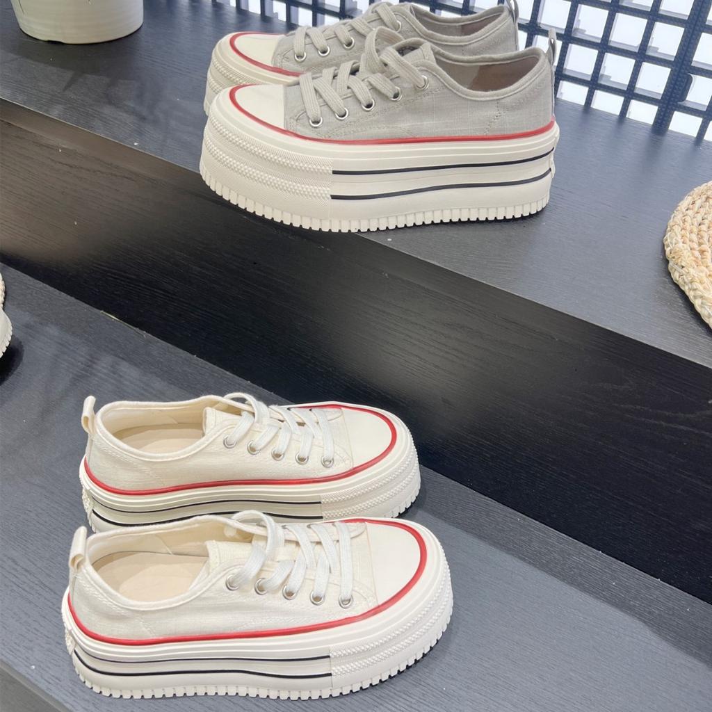 Fashion casual board shoes, small height-increasing platform canvas shoes 2025 new summer thin breathable mesh shoes