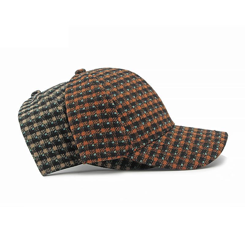 Männer Woolen Hut Frauen Frühling Herbst Plaid Kappe Weibliche Warme Baseball Kappe Sonnenschutz Hut