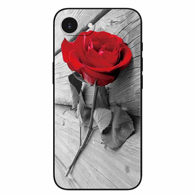 Schwarze Handyhülle Cover für Apple iPhone 16e Hüllen Gedruckte TPU Weiche Stoßfängerhülle für iPhone16e 16e 2025 Schutz Silikonhüllen