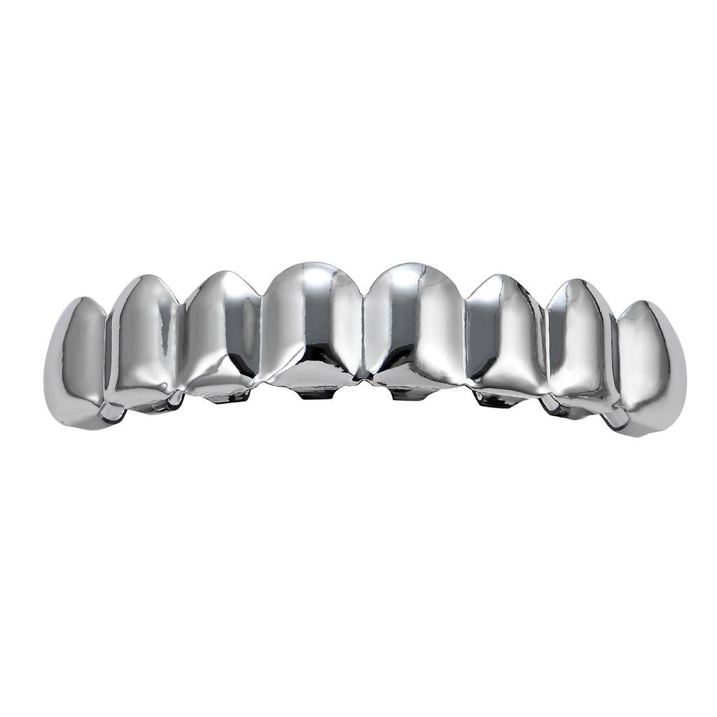 New HIP HOP Grillz Brass Gold Plated Set Plain 8 Teeth Top Bottom With Gold Rose Gold Silver and Black Grillz Teeth Body Jewelry