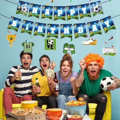 Fußball Geburtstagsparty Dekorationen Set Fußball Party Zubehör mit Tellern Servietten Bechern Luftballons Banner Tischdecke Innen Außen Fußball Thema