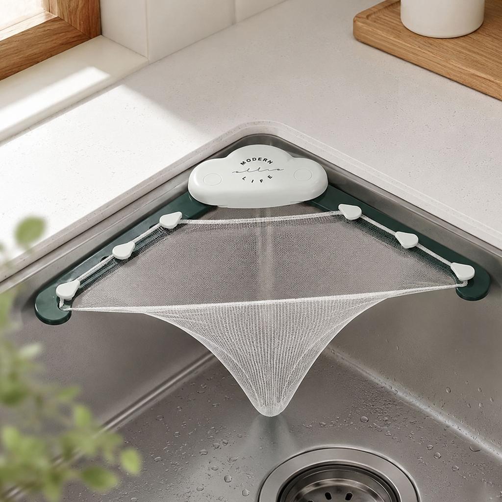 Kitchen Sink Strainer with Mesh Bags and Rack, Reusable Filter Net for Food Scraps and Vegetable Cleaning