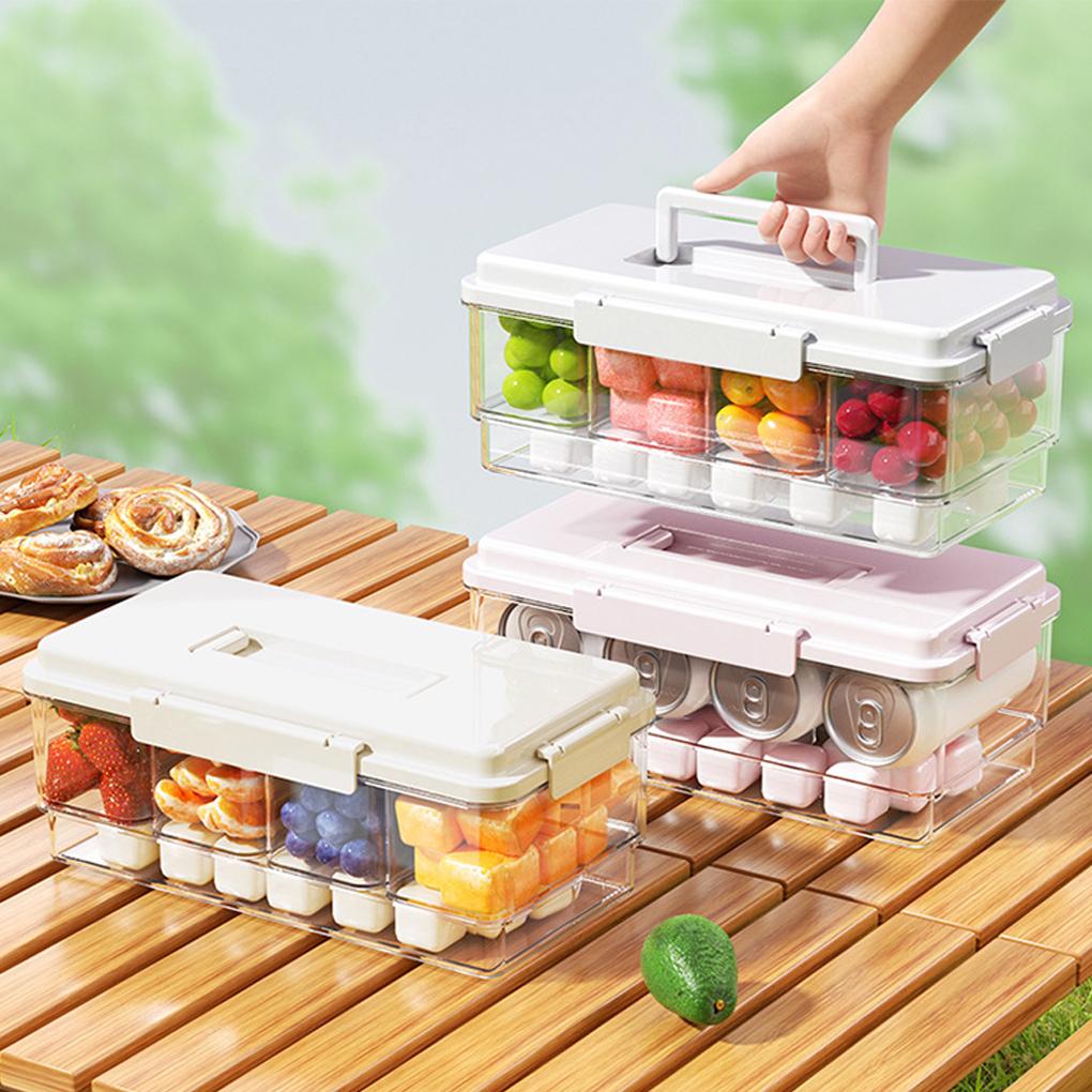 New Refrigerator Fresh-Keeping Box Divided Snack Organizer Box Leakproof Food Organizer Tray With Lids Airtight And Handle
