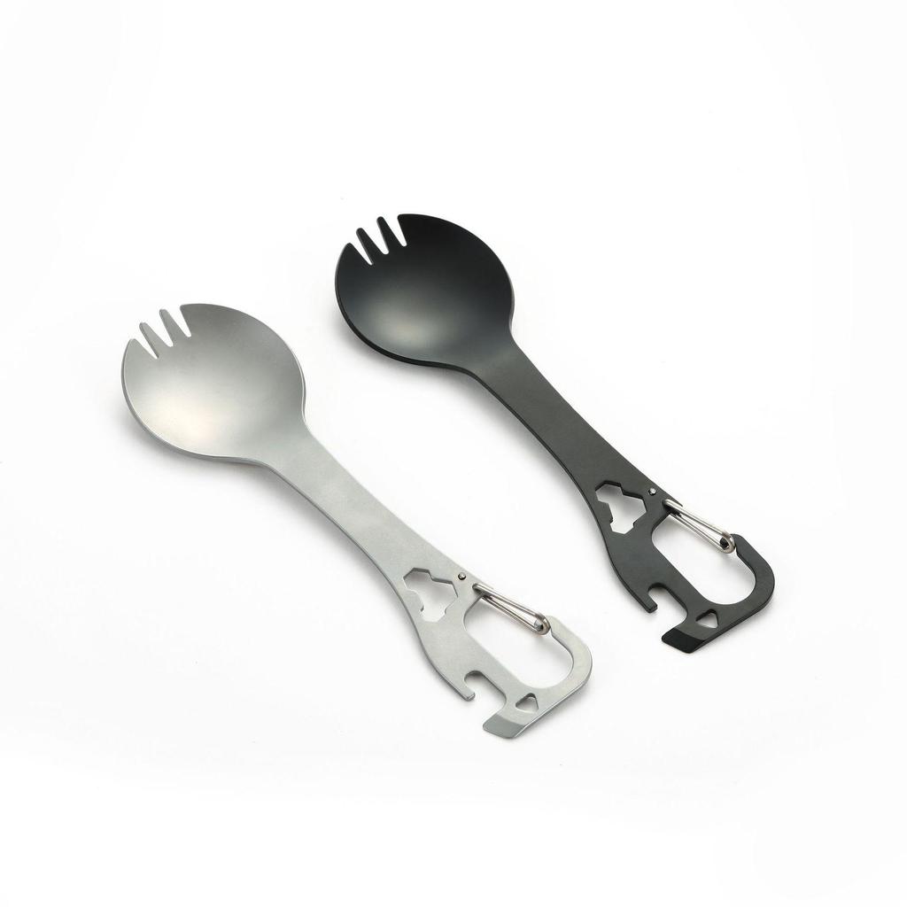 Multi-functional Travel Titanium Alloy Cutlery: Portable Stainless Steel Spoon, Picnic Fork, Bottle & Can Opener