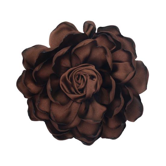 Fabric Flower Satin Rose with Flat Back Handcrafted Blooms Hat Clothes Hair Tie Accessories for DIY Craft Corsage Hairpin Brooch Headband