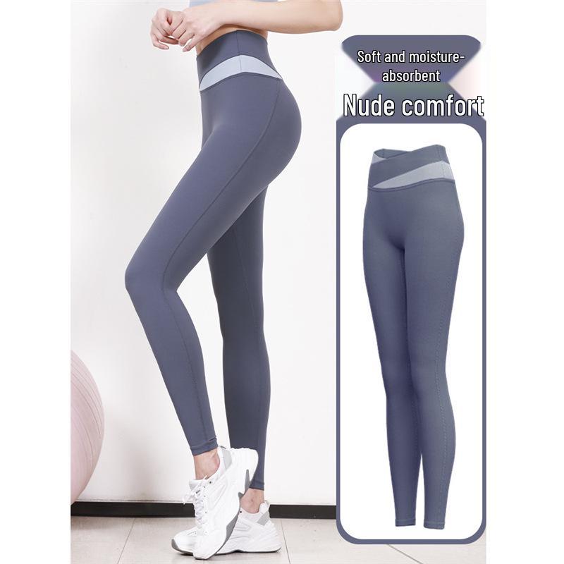 

Women s Spring-Summer Color Block Yoga Set - Short Sleeve Crop Top & Butt Lift Pants for Running & Fitness M