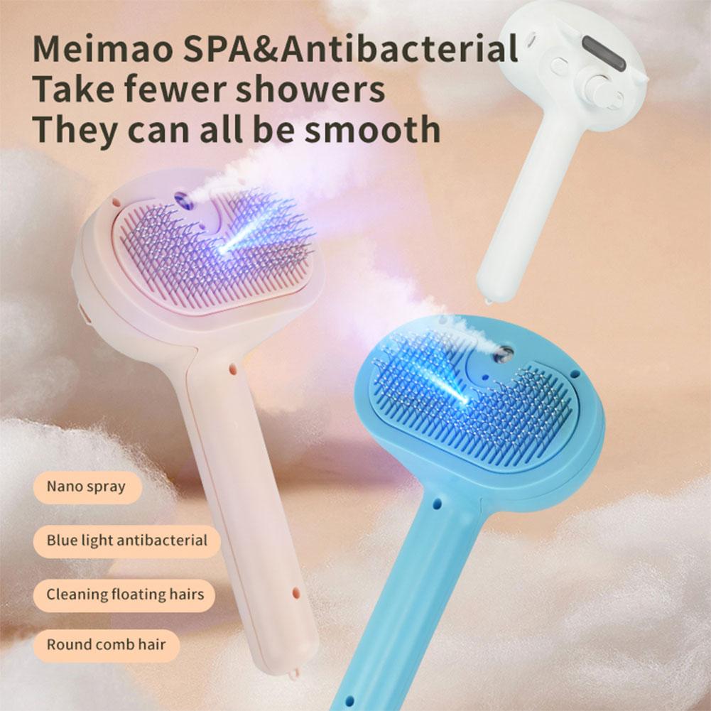 Cat Hair Brush with Release Button Cat Steamy Brush Rechargeable Massage Grooming Brush for Long and Short Hair Dogs and Cats