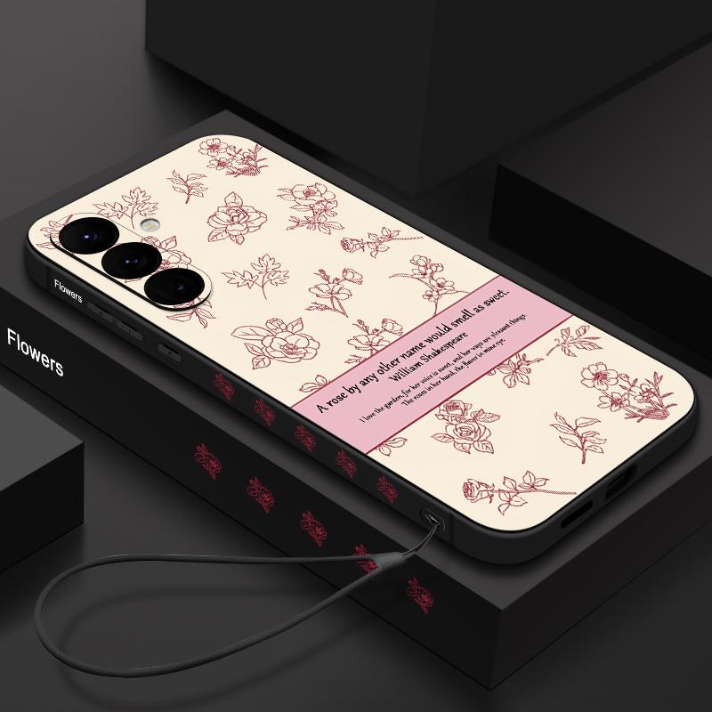 

Роскошный тонкий мягкий чехол с узором розы для Samsung Galaxy S24 Ultra S23 Plus S22 S21 S20 FE A55 A54 A35 A34 A14 матовый чехол из ТПУ с ремешком, противоударный чехол для телефона Samsung S23 чёрный