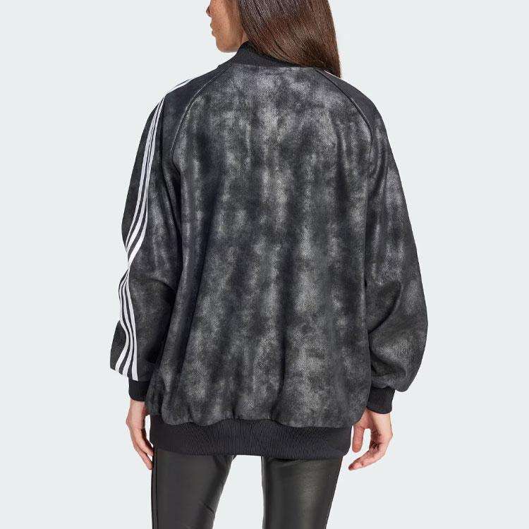 Adidas Originals Premium Sst Luxe Track Top Tie-Dye Full Print Striped Color Block Sports Jacket Women Jacket Black IY8054