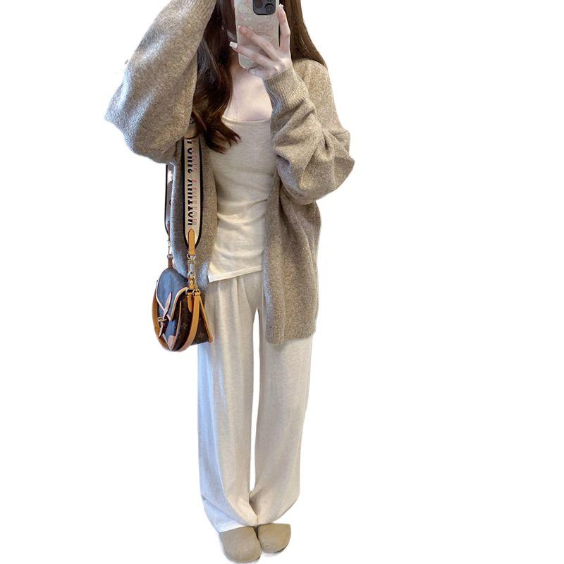 Women's High-End Oatmeal Knit Cardigan – Autumn Loose Slimming Casual Outerwear