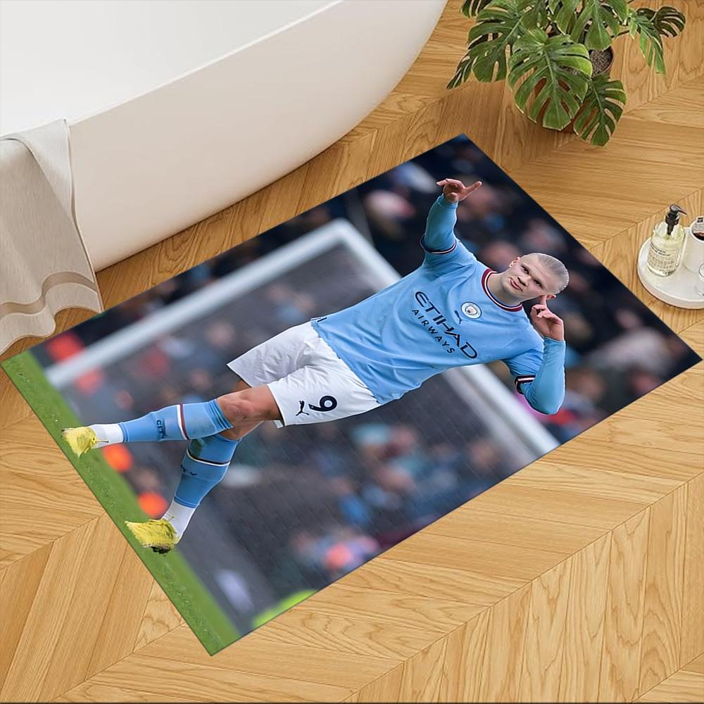 Erling Haaland Football Action Anti-slip Rug Compact Foldable Construction Water-resistant & Washable Office & Lounge Rug Retro American Style