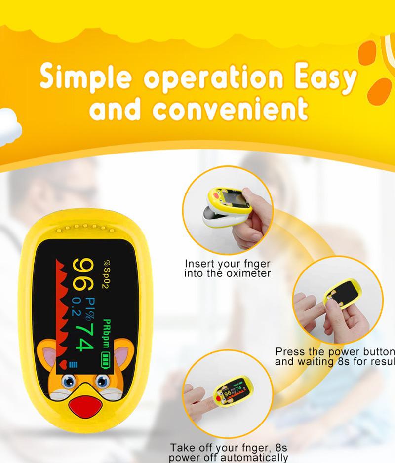 Rechargeable Children's OLED Pulse Oximeter Clip: Measures Blood Oxygen & Heart Rate