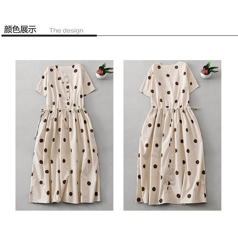 Women's Waist Slimming A-line Skirt Simple Polka Dot Dress MIDI Skirt