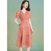 French Style Pleated V-Neck Midi Dress