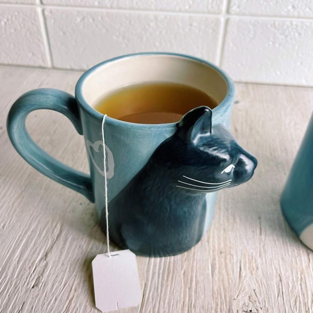 Sun Art Cute and White Kissing Cat Cat Cat "Black Cat" Mugs, Pair, Design, 330ml, Gray, Gift, Merchandise, Cups, SAN2754-2