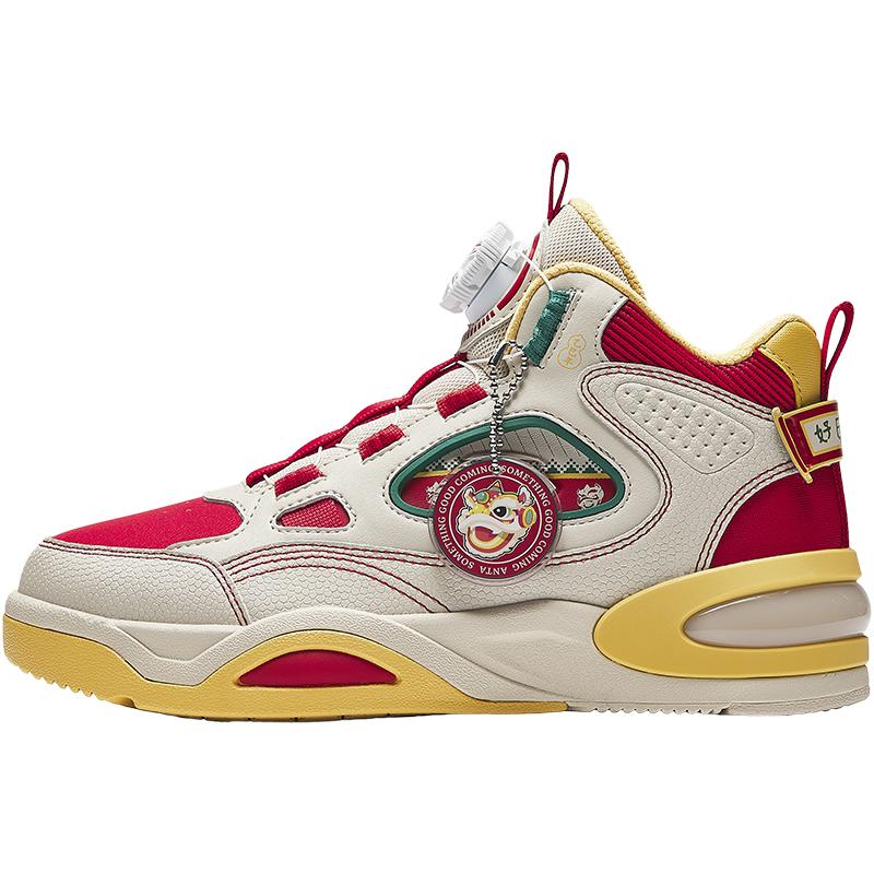 

Anta Kids Synthetic Leather Arc Light Trendy Fashion Lightweight Shock Absorption High Top Kids Skate Shoes Men Skate Shoes White Red A12448095-4 37