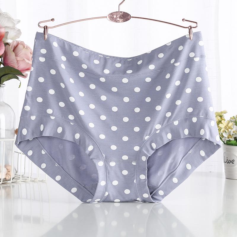 Zestaw 4 szt. Damskie Majtki Plus Size z Wysokim Stanem z Modalnu - Oddychające, Wygodne, W Kropki