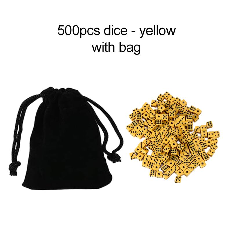 500pcs Mini Dice 8mm Acrylic 6-sided with bag for Party Leisure and Entertainment Gambling Props Chessboard Game Accessories TMZ