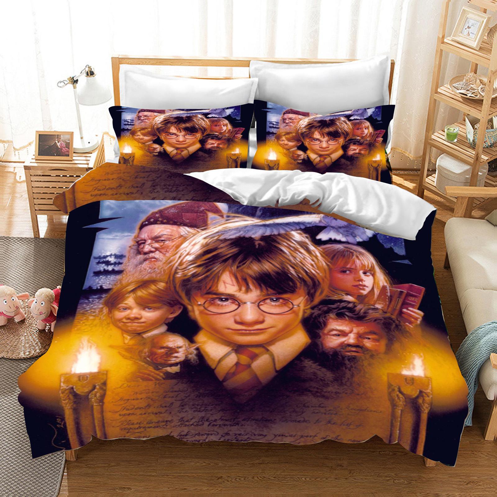 

Гаррі Поттер Поліестеровий Набір Постільної Білизни Підковдра Розмір Queen Бавовна Милий Принт Мультяшна Наволочка Підходить Для Дітей 140x210cm